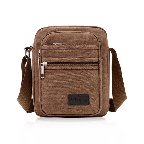 FuninCrea Casual Crossbody Bag, Canvas Shoulder Bag Messenger Bags for Men, Multi Pocket Crossbody Phone Bag with Shoulder Strap for Sporting, Travelling, Hiking, Cycling (brown)