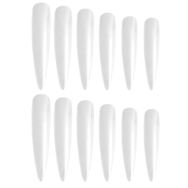 Frcolor Long Fake Nails, Pointed Nails, Fake Nails, Plain, For Practice, Nail Art Supplies, Set of 120 (Transparent)