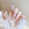 24pcs Beautiful Ribbon Nail Tips Long Nail Tips for Wedding, Party, Holiday, Dating, Prom, Daily Life