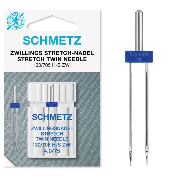 Sewing Machine Needles Schmetz - Stretch Twin, Size: 4.0/75, Single Packet, Includes Large Schmetz Needle Threader