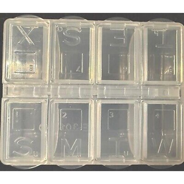 Travel size Vitamin Holder, Weekly Pill Case Box Organizer 7 Days 8 Compartments