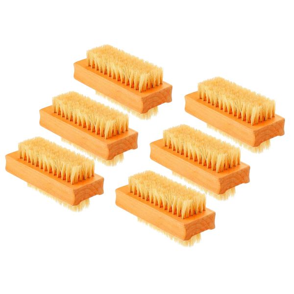 6 Six Pieces Wooden Nail Brush Multipack Wood Double Sided Nail Cleaning Brush Nail Scrub Brush Cleaning Manicure Pedicure Supplies