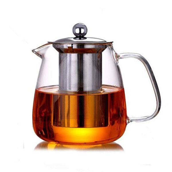 Glass teapot with with Infuser, 500ml/17oz Borosilicate Tea Pot with Strainer,Clear Leaf Tea Pots for Loose Tea.