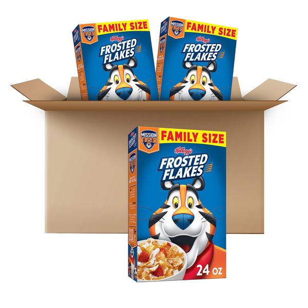 Kellogg's Frosted Flakes Breakfast Cereal, Kids Cereal, Family Breakfast, Family Size, Original (3 Boxes)