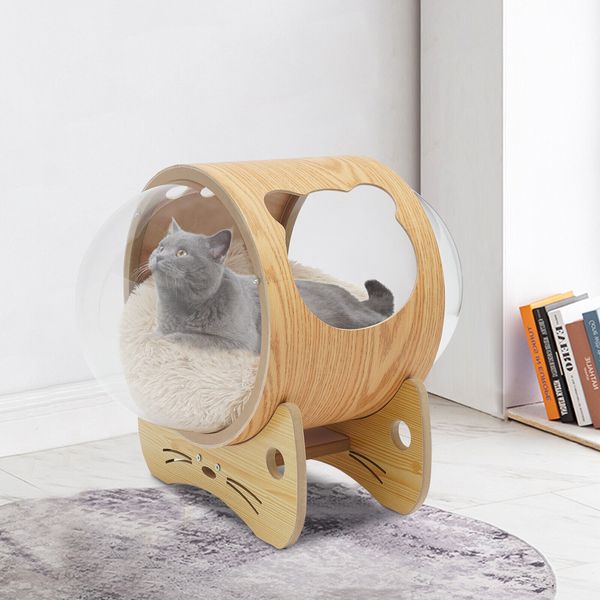 8.5kg Modern Cat House Pet Bed House Spaceship Space Capsule Wooden Cat Bed