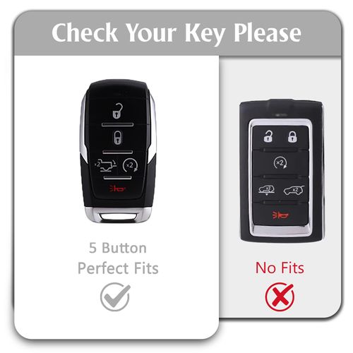 WORCAS for Dodge 2019-2023 5 Buttons Key Fob Cover,Premium Soft TPU Key Fob Cover Case Compatible with Dodge RAM 1500/2500/3500(Gold-White)