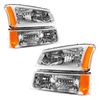 Headlights Bumper Lamps Set with Light for 2003-2006 Chevy Silverado Avalanche