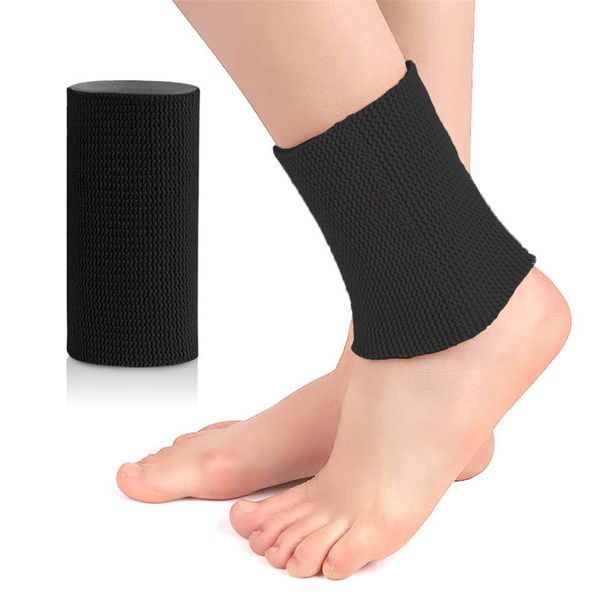 seaNpem Ice Skating Ankle Gel Protection Tubing, 1 Pcs Compression Sleeve Ankle Protector Brace for Figure Skating, Roller, Riding, Free Cutting Foot Support Socks (5 x 3.2 inch) (black)