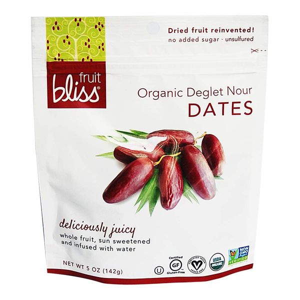 Fruit Bliss Organic Fruit Bliss Deglet Nour Pitted Dates – Soft & Juicy Organic, Dried & Pitted Deglet Nour Dates - Organic Fruit Snacks, Dried Fruit Snacks Resealable Pouches 5 oz