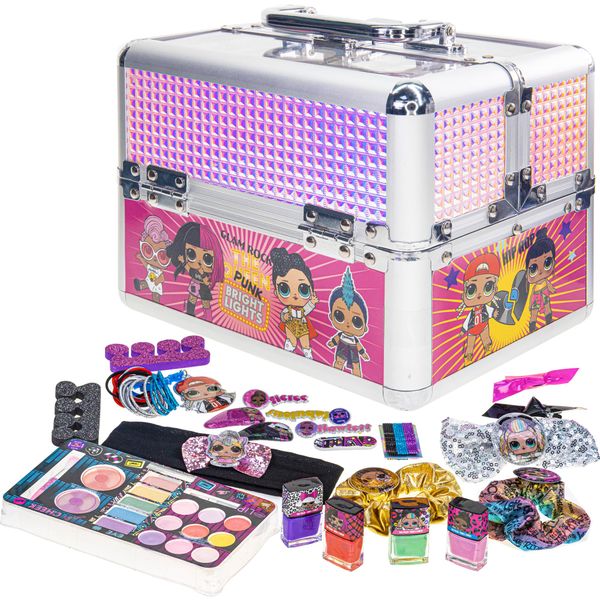 LOL Surprise! Townley Girl Train Case Cosmetic Makeup Set includes Lip Gloss, Eye Shimmer, Nail Polish, Hair Accessories & more! for Kids Girls, Ages 3+ perfect for Parties, Sleepovers & Makeovers