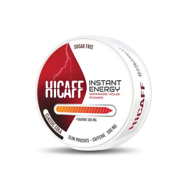 HICAFF Energy Cola, 1 Tin 20 Pouches, 100 mg Caffeine And Taurine.