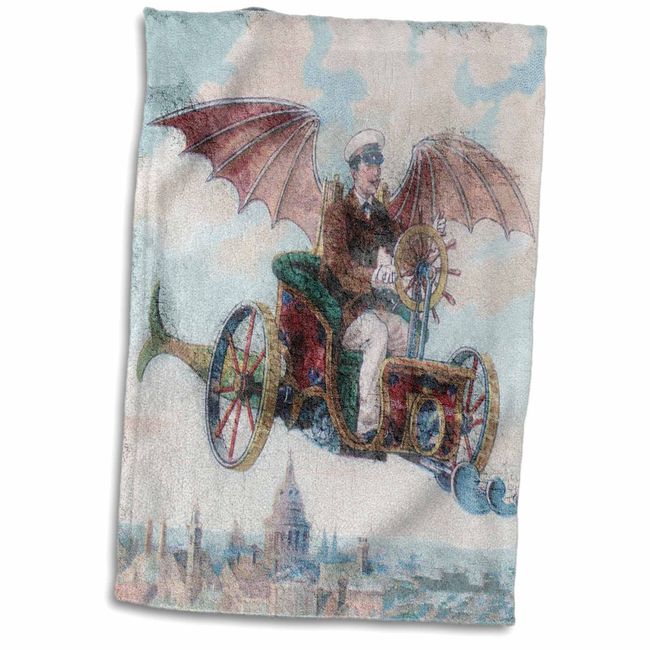 3D Rose Flying Machine Steam Punk TWL_50202_1 Towel, 15" x 22"