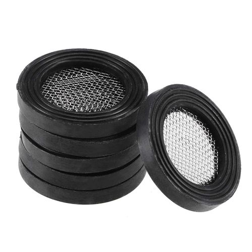 sourcing map Rubber Flat Washer 24mm OD 16mm ID 3.3mm Thickness with Stainless Steel Filter, for Faucet Pipe Water Hose, Pack of 6
