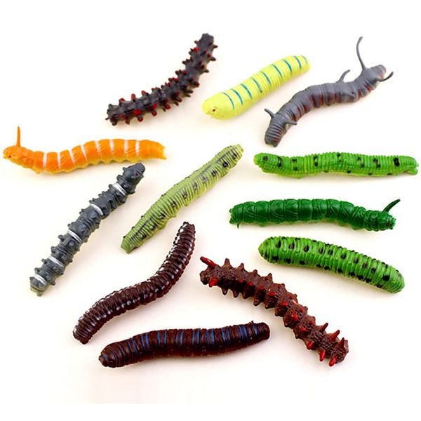 DOYIFUN 12 Pcs Simulation Caterpillar Fake Worm Crawling Insects Science Educational Learning Toys Halloween Prank Joke Toy Party Favors