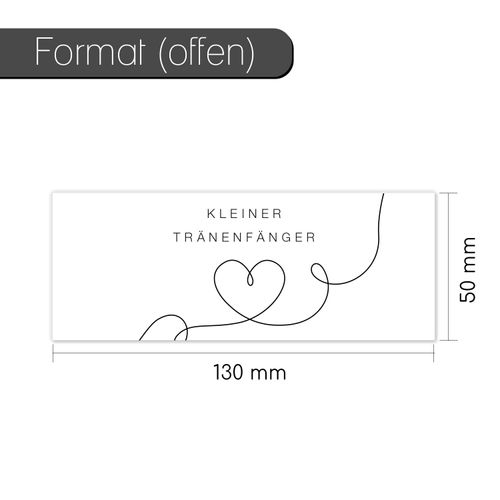 dv1090 Set of 50 Tears of Joy Banderoles I Small Tear Catcher I Line Heart Design I 13 x 5 cm I for Rolling Handkerchiefs I Wedding I Stylish I Decoration I Gift I