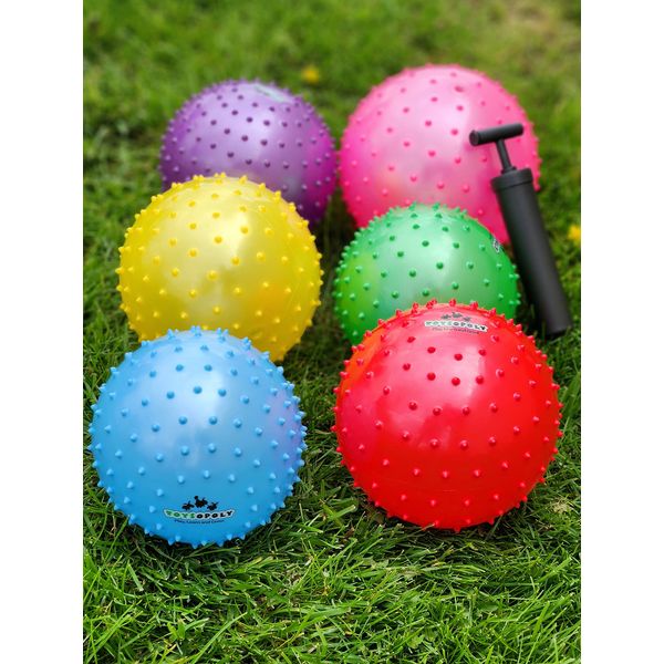 Premium Knobby Balls - (Pack of 6) Bulk 7 Inch Sensory Balls and Spiky Massage Stress Balls, Fun Bouncy Ball Party Favors, Best Stocking Stuffers for Kids, Toddlers