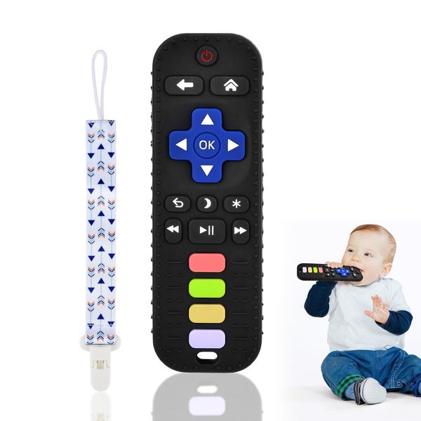 Baby Silicone Teething Toys, Simulation TV Remote Control Shape Teether Toys for Toddlers 3-18 Months, Boys Girls Baby Teething Toys, Baby Chew Toys, Freezer BPA Free