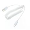 Coiled USB Cable Charger Cord Micro-USB to USB-C Adapter Compatible with Google Pixel 8/7/6 Pro, Power Wire Sync White