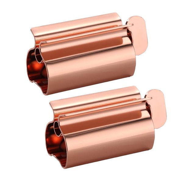 Toothpaste Squeezer 2 Pack - Metal Tube Squeezer Stainless Steel Tube Wringer UDQYQ Toothpaste seat Holder Stand (Coral)