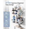 LAMU 3-Tier Hanging Shower Caddy Rustproof Organizer Over Showerhead Hooks
