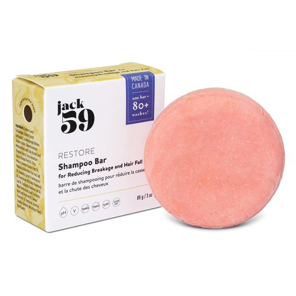 Jack59 Natural Shampoo Bar with Green Tea Extracts - Vegan, pH Balanced, Sulfate-Free, Color-Safe Hair Cleanser for Dry or Damaged Hair, 3 oz