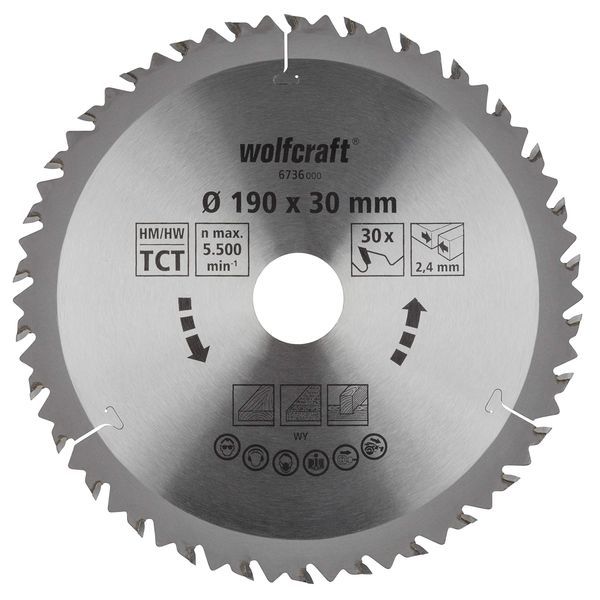 wolfcraft TC Circular Hand Saw Blade, brown series, Ø 190 mm I 6736000 I Fast, rough cuts