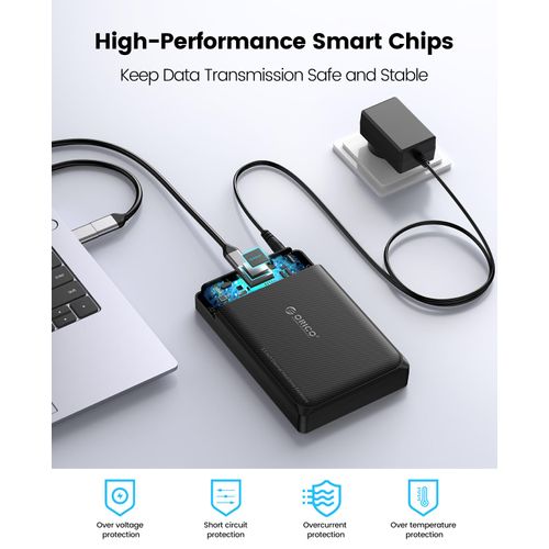 ORICO Hard Drive Case, 3.5 Inch USB C No Tools Required SATA Hard Disk Case for 3.5 2.5 Inch SATA III/II/I SSD Hard Drive, Supports up to 20TB UASP Support USB A & C Devices, 12V/2A with Power Adapter
