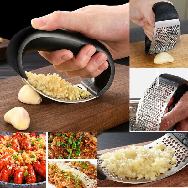 Garlic Press Crusher Mincer Chopper Peeler Squeeze Ginger Cutter Stainless Steel