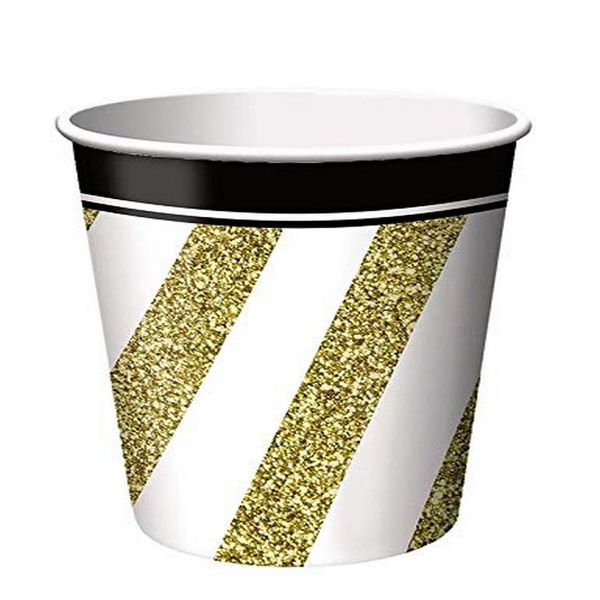 Creative Party Black and Gold Disposable Paper Cups, 9 oz. - 8 Pcs.