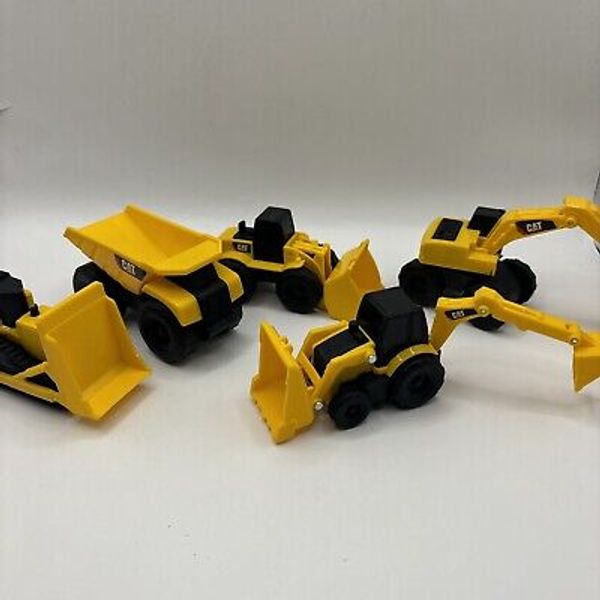 Set Of 5 Cat Toy State Caterpillar Toy Mini Mover Vehicle Excavator Bulldozer