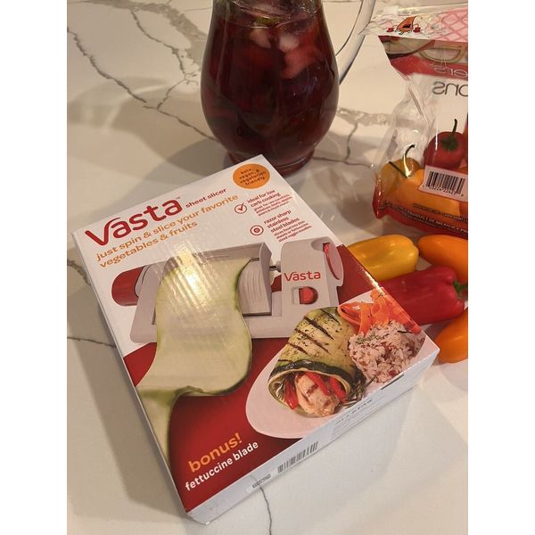 Vasta Food Slicer Just Spin And Slice Your Favorite Vegetables & Fruits. NEW!