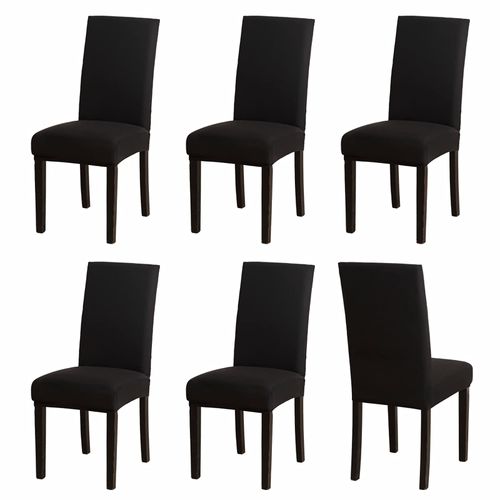 Sufdari Chair Covers 6 Black,Stretch Dining Chair Covers, Spandex seat Covers for Dining Chairs,Elastic Washable Chair Protectors for Dining Room,Hotel,Restaurant,Banquet (6, Black)
