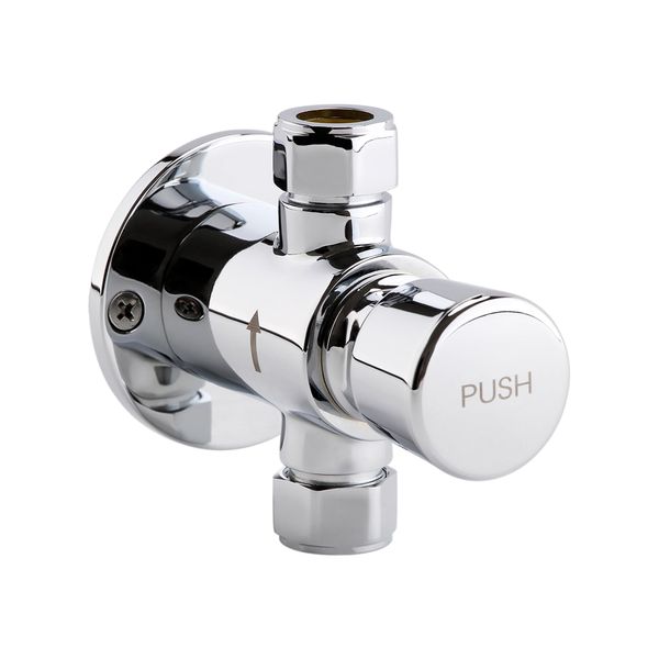 ENKI, Vision, BT4023, Chrome, Self-Closing Delay Action Shower Tap, Solid Brass Non-Concussive Shower Valve Tap, Push Button Bathroom Shower Valve, Urinal Flush Valve, Time Adjustable