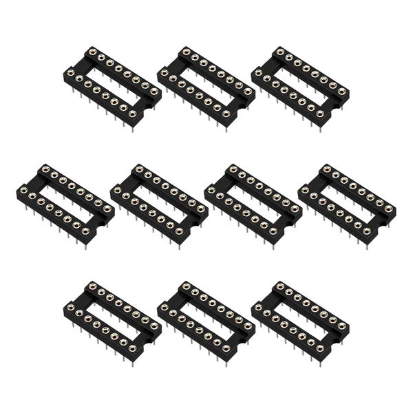 Rebower DIP IC Chip Socket Adapter for Soldering PCB Board Pitch 2.54mm 16 Round Pins 10pcs