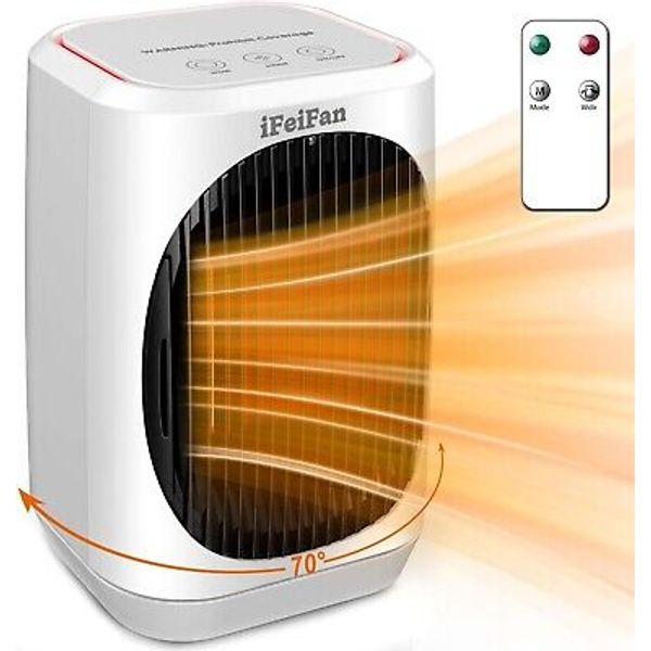 Indoor Electric Space Heater,1500W,70° Oscillation, Remote