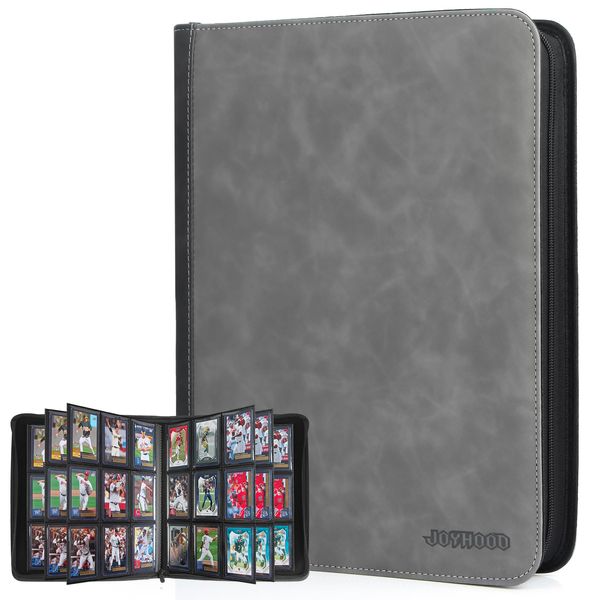 JoyHood Top Loader Binder, Holds 252 Top Loaders, 9 Slot Trading Cards Collection Binder with Sleeves, Top Loader Storage Holder for Sports Card, Grey