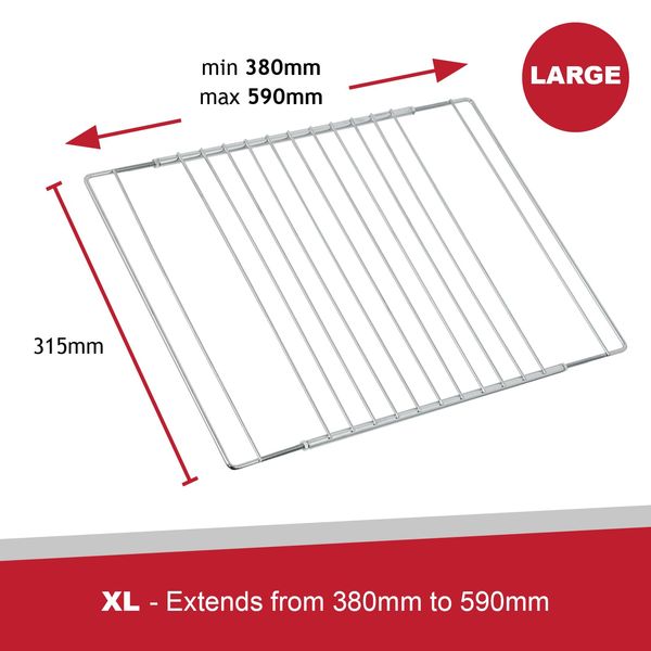 SPARES2GO Universal Oven Shelf Adjustable Extendable Locking Nut Grill up to 590mm (Large) x 2