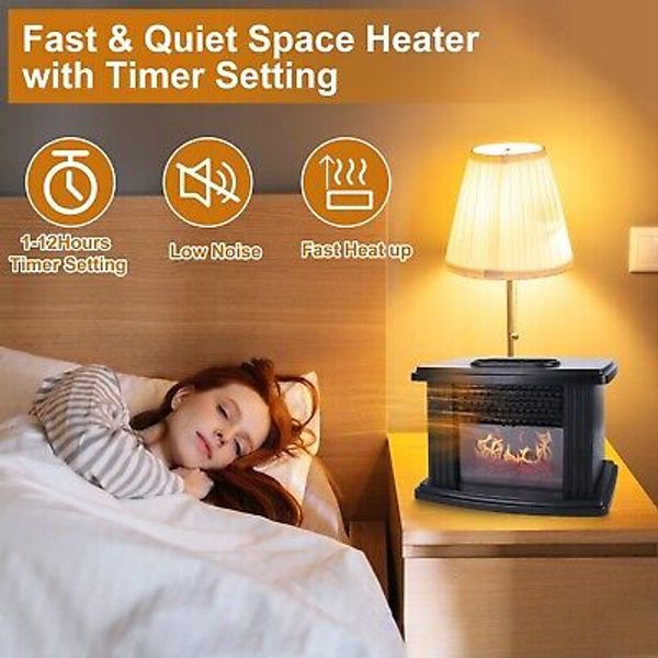 Realistic Fire Flame Light Electric Fireplace Heater for Living Room Bedroom