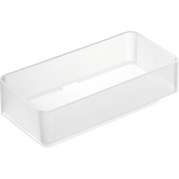 Yamazaki 3642 Clear Bottoms Stackable Drawer Organizer Storage Case, M, Set of 2, White, Approx. W 3.1 x D 6.3 x H 1.5 inches (8 x 16 x 3.7 cm), Tower Tower Cutlery Storage, Desk Tray, Customizable