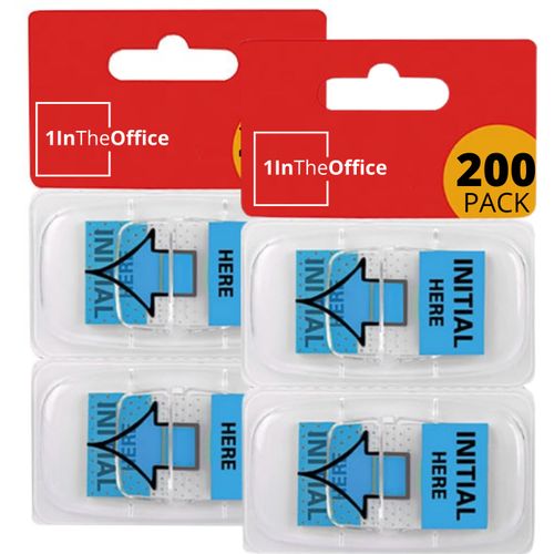 1InTheOffice Arrow Flags Deluxe "Initial Here" Sticker, Message Arrow Self Adhesive Tapes, Blue 200-Pack
