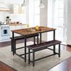🚜3 Piece Kitchen Table Set Dining Table and Chairs for 2 Metal and Wood Rustic