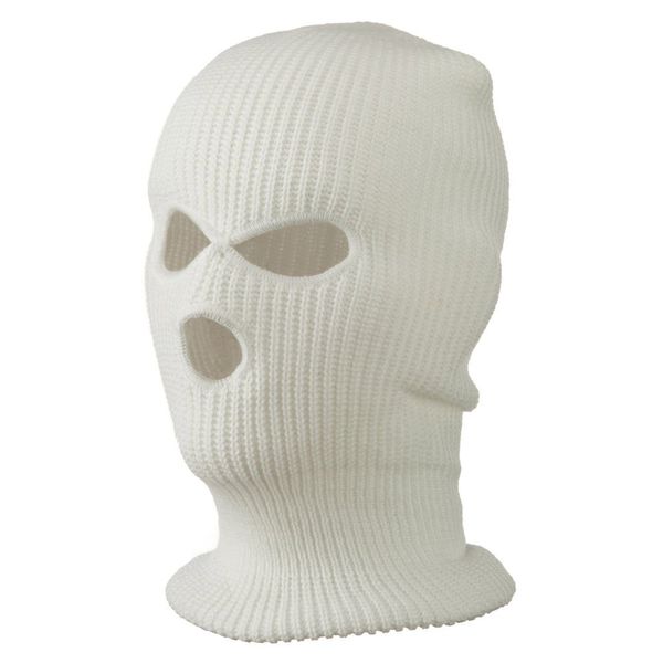 Ski Mask with Three Holes - White OSFM