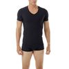 Underworks Mens Microfiber Compression V-Neck T-shirt, 2X, Black