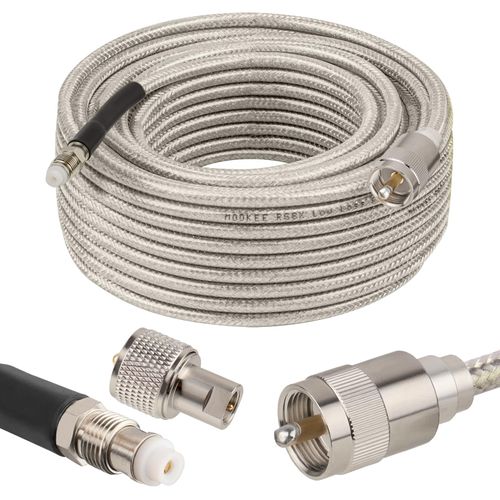 MOOKEERF CB Coax Cable 30ft,RG8X Stranded Core CB Antenna Cable with PL-259 and FME/PL259 Male Connector - 30 Foot