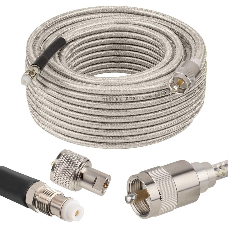 MOOKEERF CB Coax Cable 30ft,RG8X Stranded Core CB Antenna Cable with PL ...