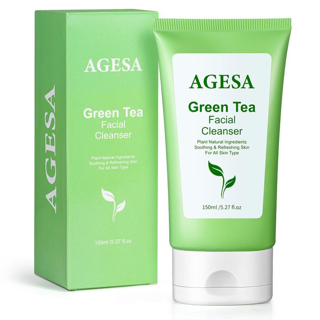 AGESA Facial Cleanser, Soothing & Refreshing Face Wash For All Type Of Skin, Plant Natural Ingredients With Green Tea Fragrance, Deep Cleansing Face Wash, Vitamin C Facial Cleanser