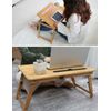 WXQ Mini Table, Bamboo Folding Low Table, Height Adjustable, Angle Adjustable, Computer Desk, Lightweight (Log Color, 21.3 inches (54 cm)