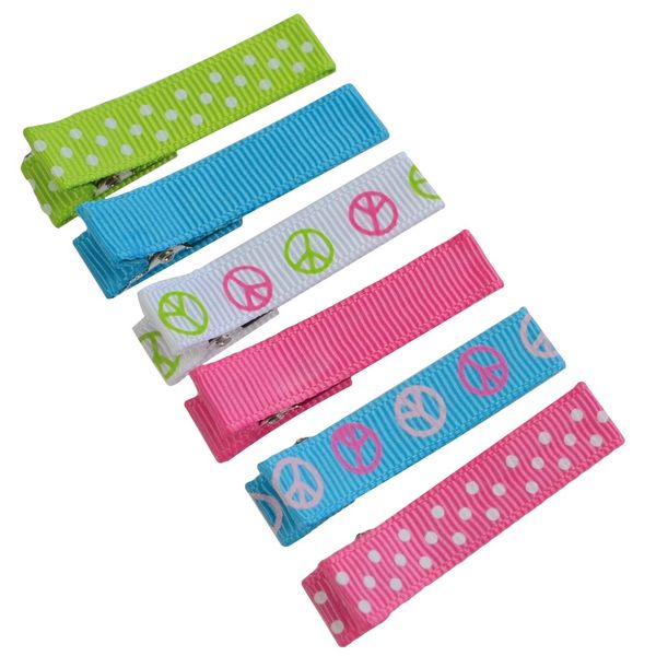 Peace and Happiness Sweet and Simple No Slip Girls Alligator Hair Clip Set (Multi Turquoise & Lime)