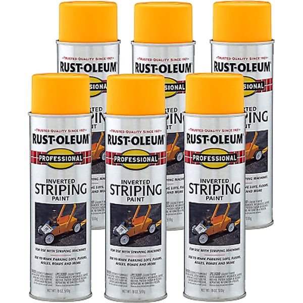 2548838-6PK Professional Inverted Striping Spray Paint, 18 Oz, Yellow, 6 Pack