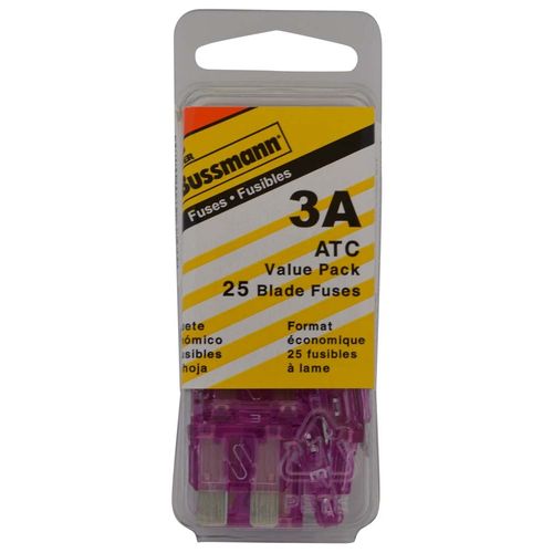 Bussmann (VP/ATC-3-RP) Violet 3 Amp 32V Fast Acting ATC Blade Fuse, (Pack of 25)